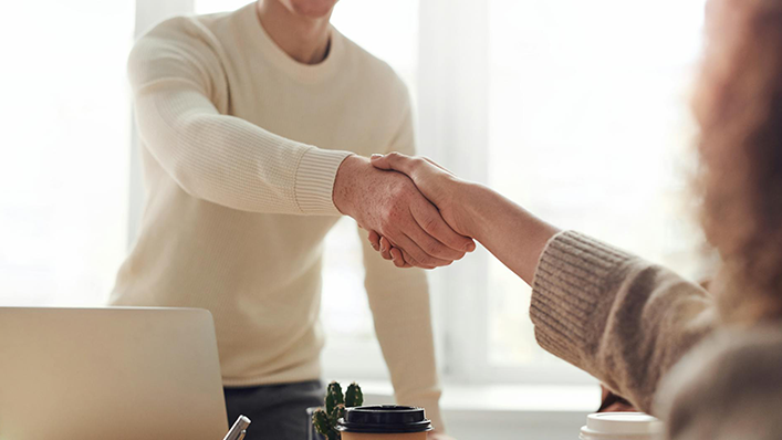Shaking hands during a job interview
